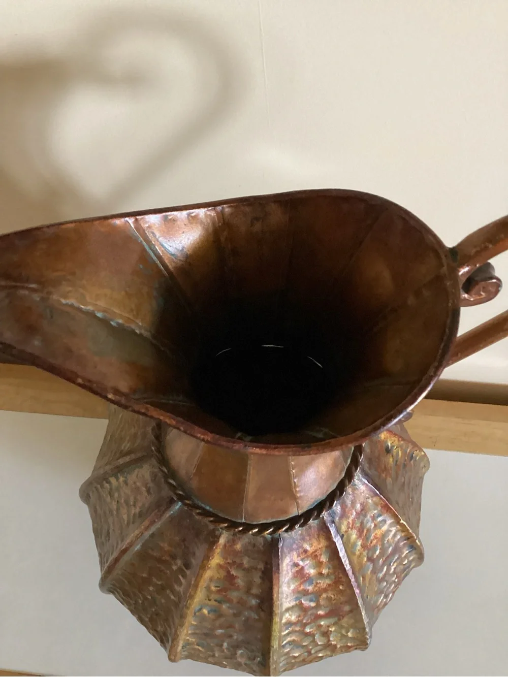 Copper-Tone Hammered Decorative Pitcher Vase - Copper Color